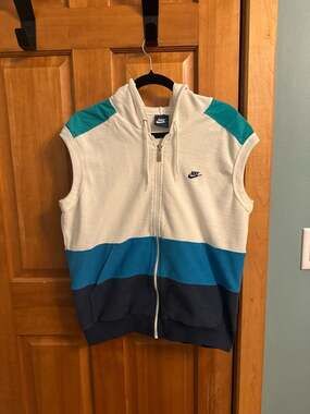 Vintage 80s Nike Blue Tag Terry Cloth Sleeveless Full Zip Hoodie Vest